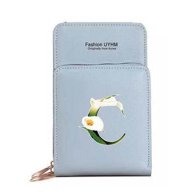 Veekindel puuteekraaniga mobiiltelefoni kotid Naiste õlakott Pu nahast rahakott kaardihoidja hoiupakk lillevärvi trükikott