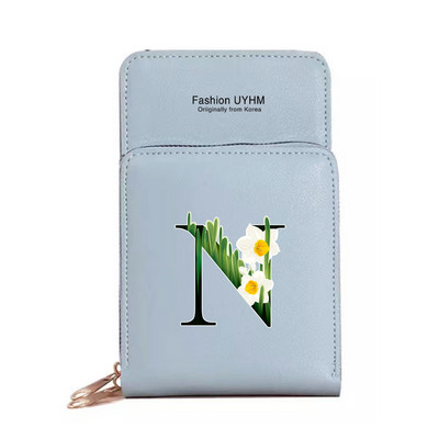 Veekindel puuteekraaniga mobiiltelefoni kotid Naiste õlakott Pu nahast rahakott kaardihoidja hoiupakk lillevärvi trükikott