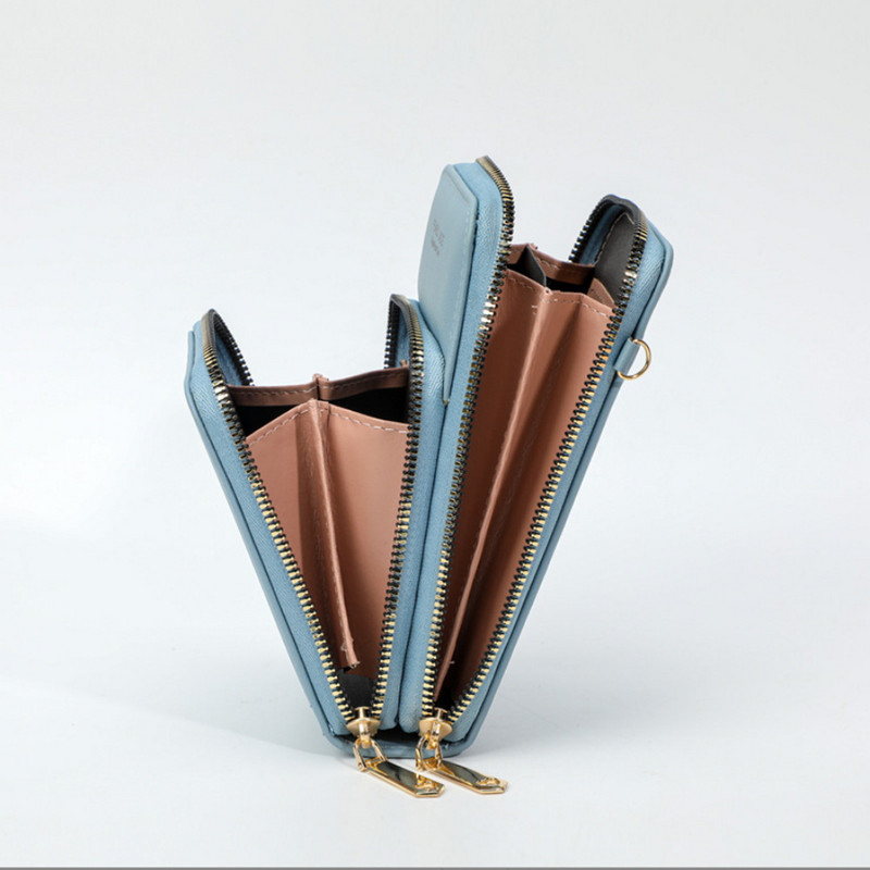 Veekindel puuteekraaniga mobiiltelefoni kotid Naiste õlakott Pu nahast rahakott kaardihoidja hoiupakk lillevärvi trükikott