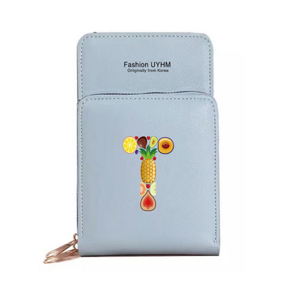 Дамски портфейли от изкуствена кожа, държач за карти, чанти за мобилен телефон, чанта през рамо, чанта през рамо, чанта с печат на букви с сензорен екран, портмоне за мобилен телефон