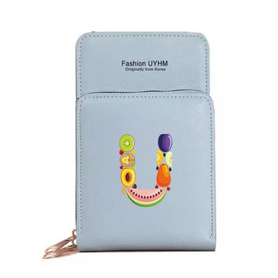 Дамски портфейли от изкуствена кожа, държач за карти, чанти за мобилен телефон, чанта през рамо, чанта през рамо, чанта с печат на букви с сензорен екран, портмоне за мобилен телефон