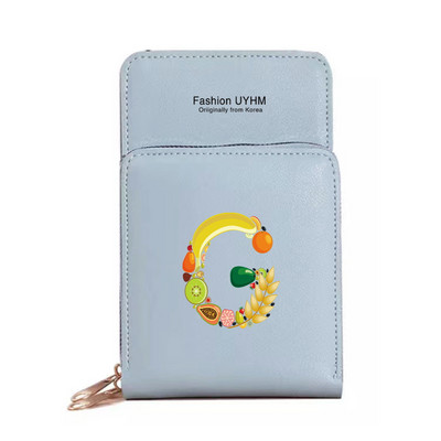 Дамски портфейли от изкуствена кожа, държач за карти, чанти за мобилен телефон, чанта през рамо, чанта през рамо, чанта с печат на букви с сензорен екран, портмоне за мобилен телефон