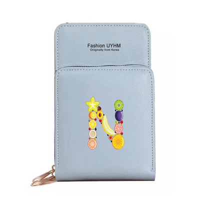 Дамски портфейли от изкуствена кожа, държач за карти, чанти за мобилен телефон, чанта през рамо, чанта през рамо, чанта с печат на букви с сензорен екран, портмоне за мобилен телефон