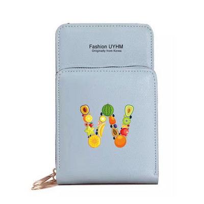 Дамски портфейли от изкуствена кожа, държач за карти, чанти за мобилен телефон, чанта през рамо, чанта през рамо, чанта с печат на букви с сензорен екран, портмоне за мобилен телефон