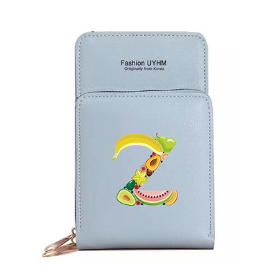 Дамски портфейли от изкуствена кожа, държач за карти, чанти за мобилен телефон, чанта през рамо, чанта през рамо, чанта с печат на букви с сензорен екран, портмоне за мобилен телефон