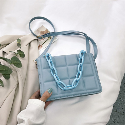 Γυναικεία τσάντα 2022 Trend καρό μικρή τετράγωνη τσάντα Γυναικεία μόδα Απλή διακόσμηση ακρυλικής αλυσίδας Φορητή τσάντα ώμου