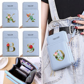 Mobiiltelefoni kotid Naised Pu Nahast rahakotid Kaardipakk Crossbody Õlakott Kuldse lillega prindiga Puuteekraan Mobiiltelefoni rahakott