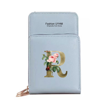 Mobiiltelefoni kotid Naised Pu Nahast rahakotid Kaardipakk Crossbody Õlakott Kuldse lillega prindiga Puuteekraan Mobiiltelefoni rahakott