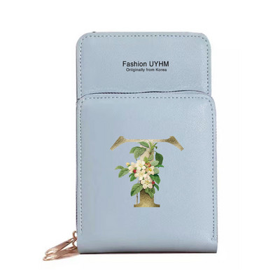 Mobiiltelefoni kotid Naised Pu Nahast rahakotid Kaardipakk Crossbody Õlakott Kuldse lillega prindiga Puuteekraan Mobiiltelefoni rahakott