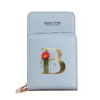 Mobiiltelefoni kotid Naised Pu Nahast rahakotid Kaardipakk Crossbody Õlakott Kuldse lillega prindiga Puuteekraan Mobiiltelefoni rahakott