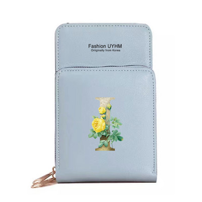 Mobiiltelefoni kotid Naised Pu Nahast rahakotid Kaardipakk Crossbody Õlakott Kuldse lillega prindiga Puuteekraan Mobiiltelefoni rahakott