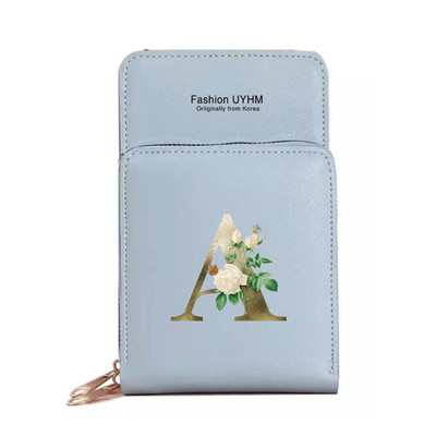 Mobiiltelefoni kotid Naised Pu Nahast rahakotid Kaardipakk Crossbody Õlakott Kuldse lillega prindiga Puuteekraan Mobiiltelefoni rahakott