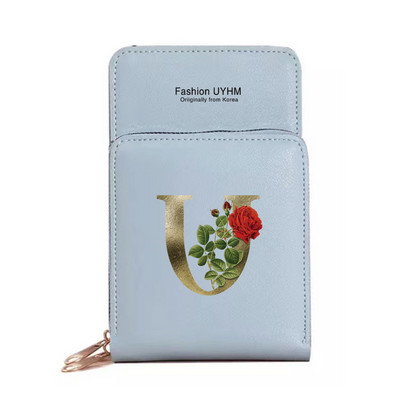 Mobiiltelefoni kotid Naised Pu Nahast rahakotid Kaardipakk Crossbody Õlakott Kuldse lillega prindiga Puuteekraan Mobiiltelefoni rahakott