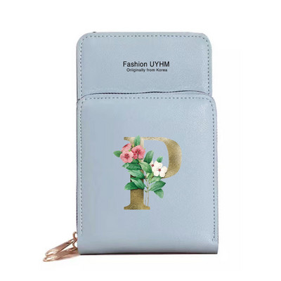 Mobiiltelefoni kotid Naised Pu Nahast rahakotid Kaardipakk Crossbody Õlakott Kuldse lillega prindiga Puuteekraan Mobiiltelefoni rahakott