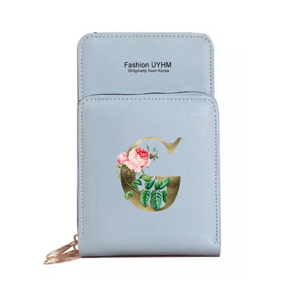 Mobiiltelefoni kotid Naised Pu Nahast rahakotid Kaardipakk Crossbody Õlakott Kuldse lillega prindiga Puuteekraan Mobiiltelefoni rahakott