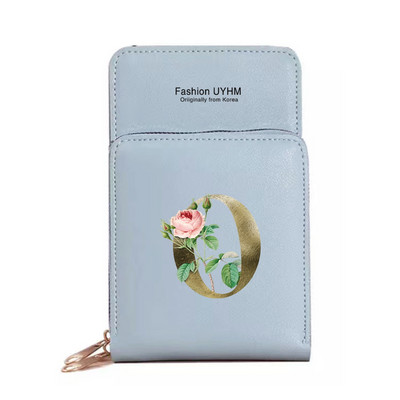 Mobiiltelefoni kotid Naised Pu Nahast rahakotid Kaardipakk Crossbody Õlakott Kuldse lillega prindiga Puuteekraan Mobiiltelefoni rahakott