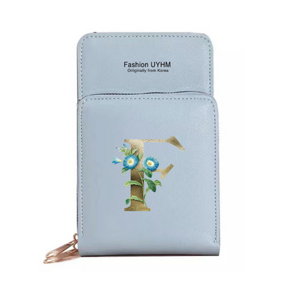 Mobiiltelefoni kotid Naised Pu Nahast rahakotid Kaardipakk Crossbody Õlakott Kuldse lillega prindiga Puuteekraan Mobiiltelefoni rahakott