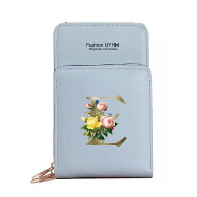 Mobiiltelefoni kotid Naised Pu Nahast rahakotid Kaardipakk Crossbody Õlakott Kuldse lillega prindiga Puuteekraan Mobiiltelefoni rahakott