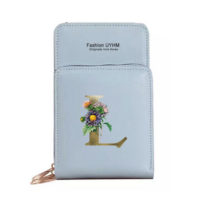 Mobiiltelefoni kotid Naised Pu Nahast rahakotid Kaardipakk Crossbody Õlakott Kuldse lillega prindiga Puuteekraan Mobiiltelefoni rahakott