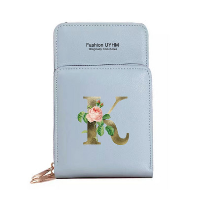 Mobiiltelefoni kotid Naised Pu Nahast rahakotid Kaardipakk Crossbody Õlakott Kuldse lillega prindiga Puuteekraan Mobiiltelefoni rahakott