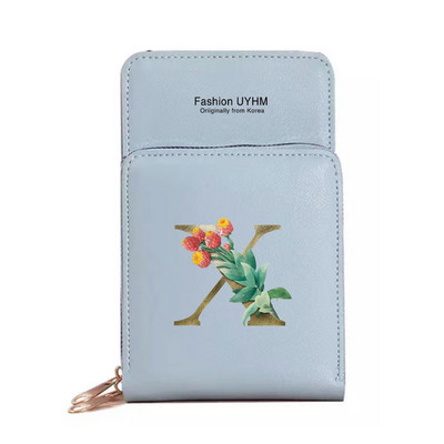 Mobiiltelefoni kotid Naised Pu Nahast rahakotid Kaardipakk Crossbody Õlakott Kuldse lillega prindiga Puuteekraan Mobiiltelefoni rahakott