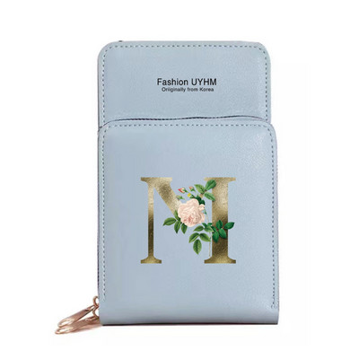 Mobiiltelefoni kotid Naised Pu Nahast rahakotid Kaardipakk Crossbody Õlakott Kuldse lillega prindiga Puuteekraan Mobiiltelefoni rahakott