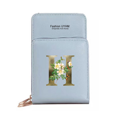 Mobiiltelefoni kotid Naised Pu Nahast rahakotid Kaardipakk Crossbody Õlakott Kuldse lillega prindiga Puuteekraan Mobiiltelefoni rahakott