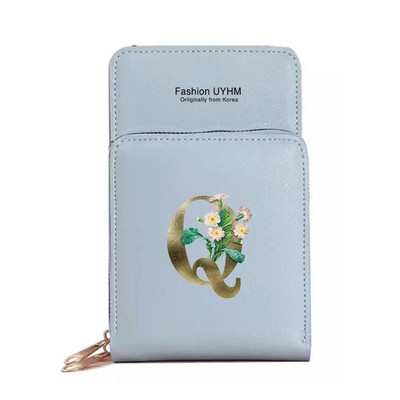 Mobiiltelefoni kotid Naised Pu Nahast rahakotid Kaardipakk Crossbody Õlakott Kuldse lillega prindiga Puuteekraan Mobiiltelefoni rahakott