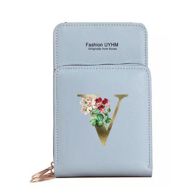 Mobiiltelefoni kotid Naised Pu Nahast rahakotid Kaardipakk Crossbody Õlakott Kuldse lillega prindiga Puuteekraan Mobiiltelefoni rahakott