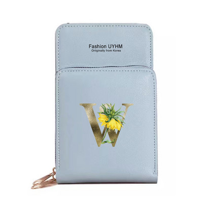 Mobiiltelefoni kotid Naised Pu Nahast rahakotid Kaardipakk Crossbody Õlakott Kuldse lillega prindiga Puuteekraan Mobiiltelefoni rahakott