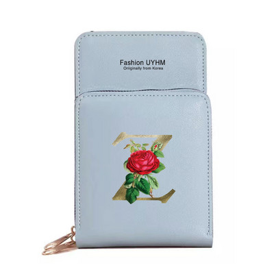 Mobiiltelefoni kotid Naised Pu Nahast rahakotid Kaardipakk Crossbody Õlakott Kuldse lillega prindiga Puuteekraan Mobiiltelefoni rahakott