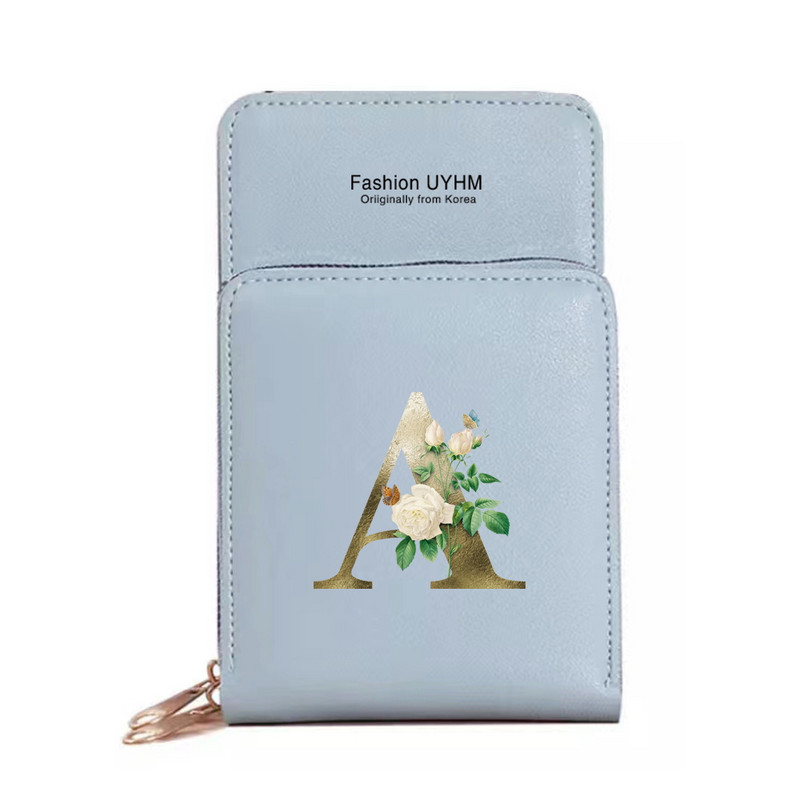 Mobiiltelefoni kotid Naised Pu Nahast rahakotid Kaardipakk Crossbody Õlakott Kuldse lillega prindiga Puuteekraan Mobiiltelefoni rahakott