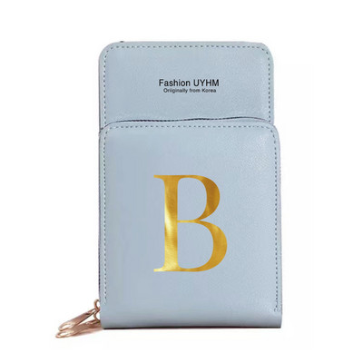 Genți pentru telefoane mobile cu ecran tactil, impermeabile, pentru femei, portofele pentru femei, pentru depozitarea telefonului mobil, pachet de carduri cu imprimare cu 26 de litere