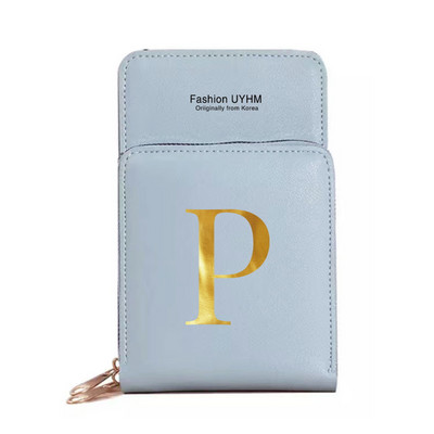 Genți pentru telefoane mobile cu ecran tactil, impermeabile, pentru femei, portofele pentru femei, pentru depozitarea telefonului mobil, pachet de carduri cu imprimare cu 26 de litere