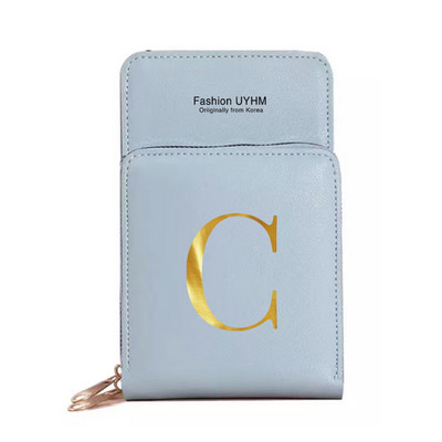 Genți pentru telefoane mobile cu ecran tactil, impermeabile, pentru femei, portofele pentru femei, pentru depozitarea telefonului mobil, pachet de carduri cu imprimare cu 26 de litere