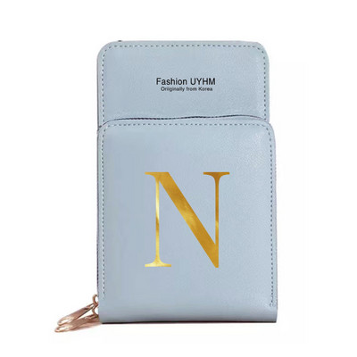 Genți pentru telefoane mobile cu ecran tactil, impermeabile, pentru femei, portofele pentru femei, pentru depozitarea telefonului mobil, pachet de carduri cu imprimare cu 26 de litere