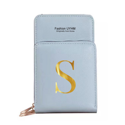 Genți pentru telefoane mobile cu ecran tactil, impermeabile, pentru femei, portofele pentru femei, pentru depozitarea telefonului mobil, pachet de carduri cu imprimare cu 26 de litere