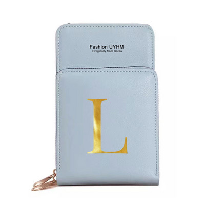 Genți pentru telefoane mobile cu ecran tactil, impermeabile, pentru femei, portofele pentru femei, pentru depozitarea telefonului mobil, pachet de carduri cu imprimare cu 26 de litere