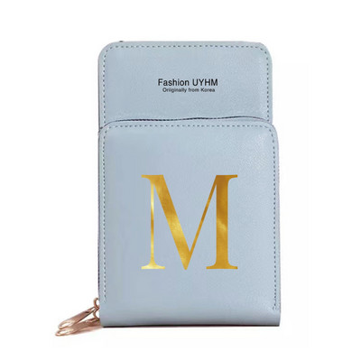 Genți pentru telefoane mobile cu ecran tactil, impermeabile, pentru femei, portofele pentru femei, pentru depozitarea telefonului mobil, pachet de carduri cu imprimare cu 26 de litere