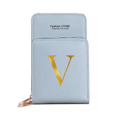 Genți pentru telefoane mobile cu ecran tactil, impermeabile, pentru femei, portofele pentru femei, pentru depozitarea telefonului mobil, pachet de carduri cu imprimare cu 26 de litere