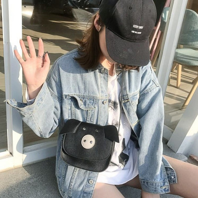 MBTI Geantă drăguță de umăr pentru femei Kawaii Porc din desene animate Poșete și genți pentru telefon de culoare solidă pentru fete Genți casual din piele Pu Sac