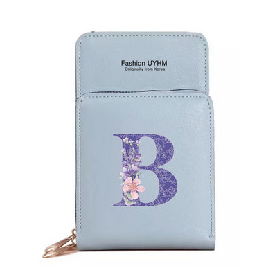 Naiste kott Rahakotid Mobiiltelefonikotid Apple/Huawei/Xiaomi/Samsung Universal Purple Flower 26 Letter Mobiiltelefon Pack Käekott