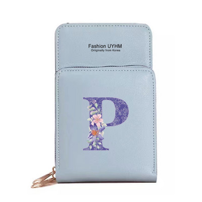 Naiste kott Rahakotid Mobiiltelefonikotid Apple/Huawei/Xiaomi/Samsung Universal Purple Flower 26 Letter Mobiiltelefon Pack Käekott