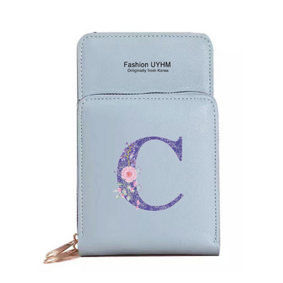 Naiste kott Rahakotid Mobiiltelefonikotid Apple/Huawei/Xiaomi/Samsung Universal Purple Flower 26 Letter Mobiiltelefon Pack Käekott