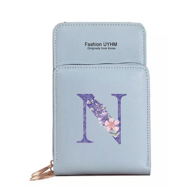 Naiste kott Rahakotid Mobiiltelefonikotid Apple/Huawei/Xiaomi/Samsung Universal Purple Flower 26 Letter Mobiiltelefon Pack Käekott