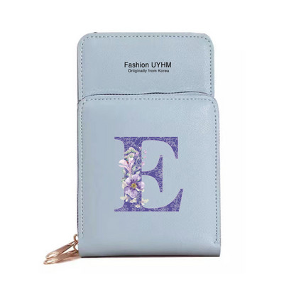 Naiste kott Rahakotid Mobiiltelefonikotid Apple/Huawei/Xiaomi/Samsung Universal Purple Flower 26 Letter Mobiiltelefon Pack Käekott