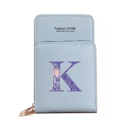 Naiste kott Rahakotid Mobiiltelefonikotid Apple/Huawei/Xiaomi/Samsung Universal Purple Flower 26 Letter Mobiiltelefon Pack Käekott