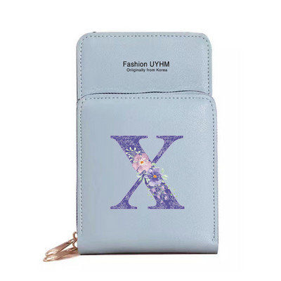 Naiste kott Rahakotid Mobiiltelefonikotid Apple/Huawei/Xiaomi/Samsung Universal Purple Flower 26 Letter Mobiiltelefon Pack Käekott