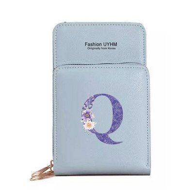 Naiste kott Rahakotid Mobiiltelefonikotid Apple/Huawei/Xiaomi/Samsung Universal Purple Flower 26 Letter Mobiiltelefon Pack Käekott