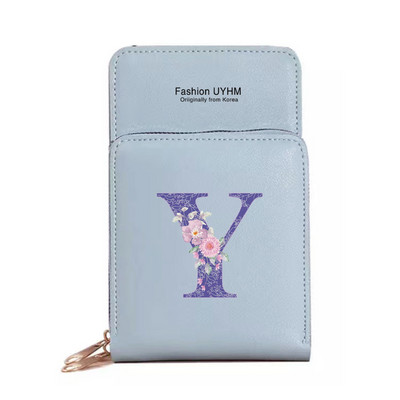 Naiste kott Rahakotid Mobiiltelefonikotid Apple/Huawei/Xiaomi/Samsung Universal Purple Flower 26 Letter Mobiiltelefon Pack Käekott